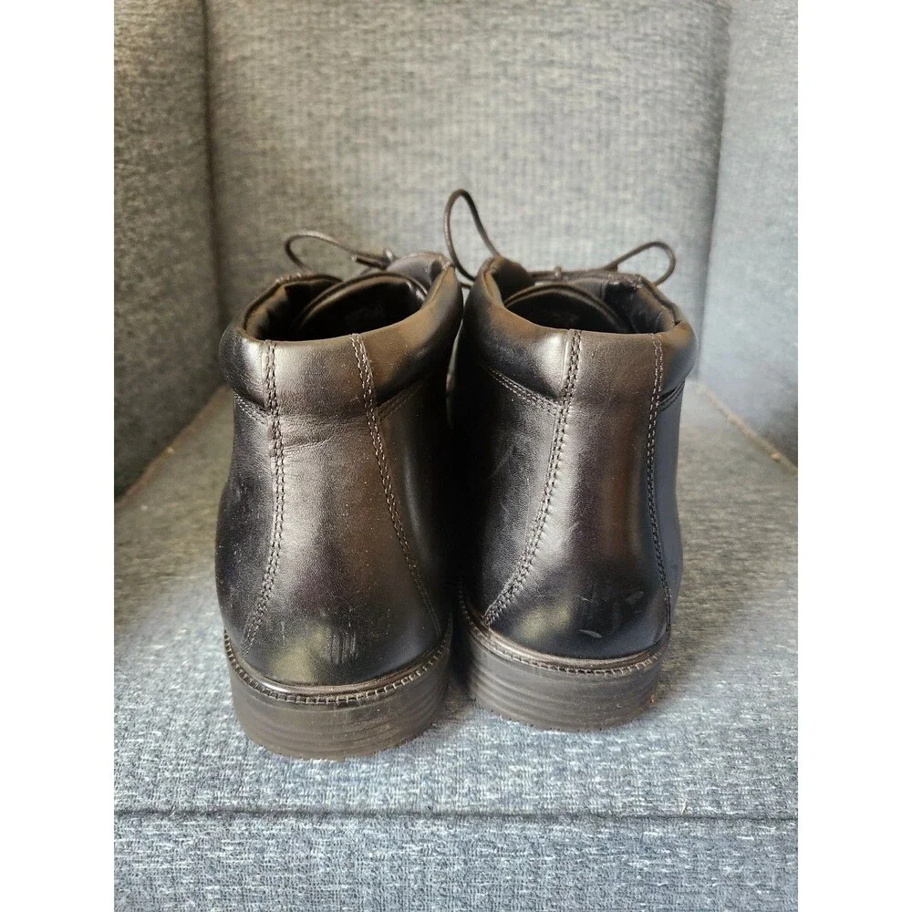 Rockport Men's Essential Details Waterproof Chukka Boots in Black Leather Sz 14